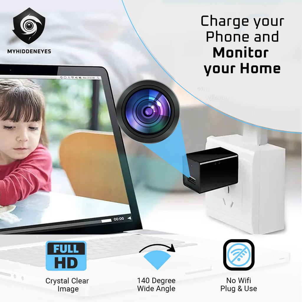 1080P Spy Camera USB Charger No WiFi Camera with 64GB TF cards - Myhiddeneyes