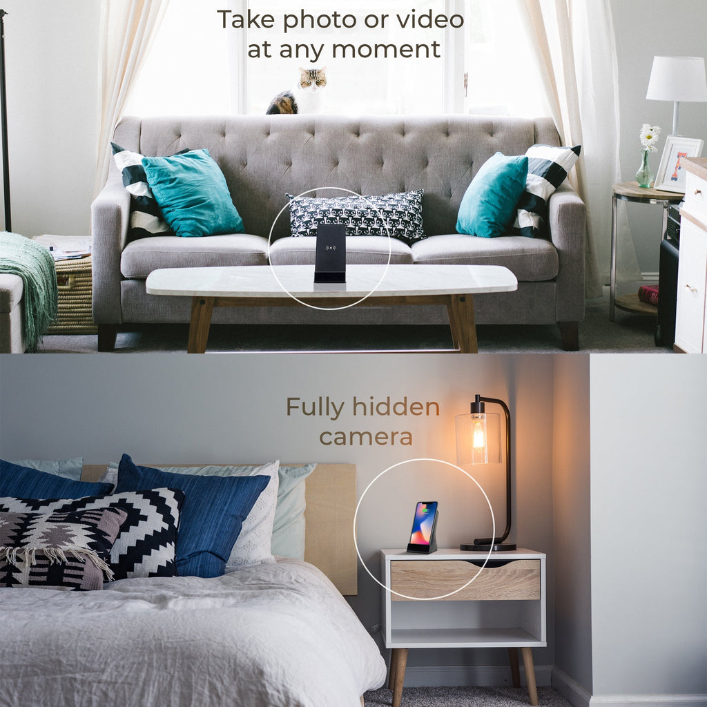 Lizvie Wireless Charger with 1080P HD Spy Hidden Camera - Myhiddeneyes