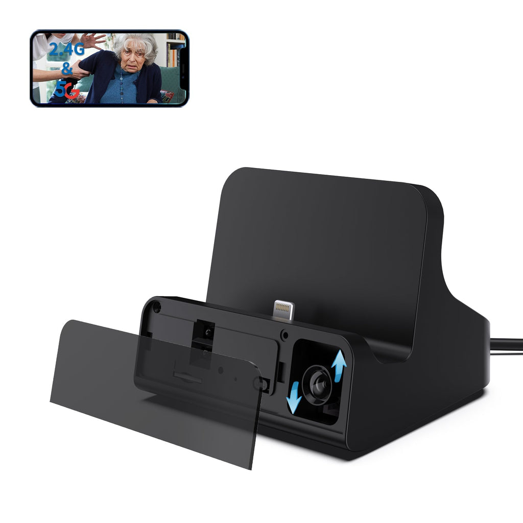 Security Camera Charger Dock True 2K Pixels with Adjustable 160° Wide-Angle Lens - Myhiddeneyes
