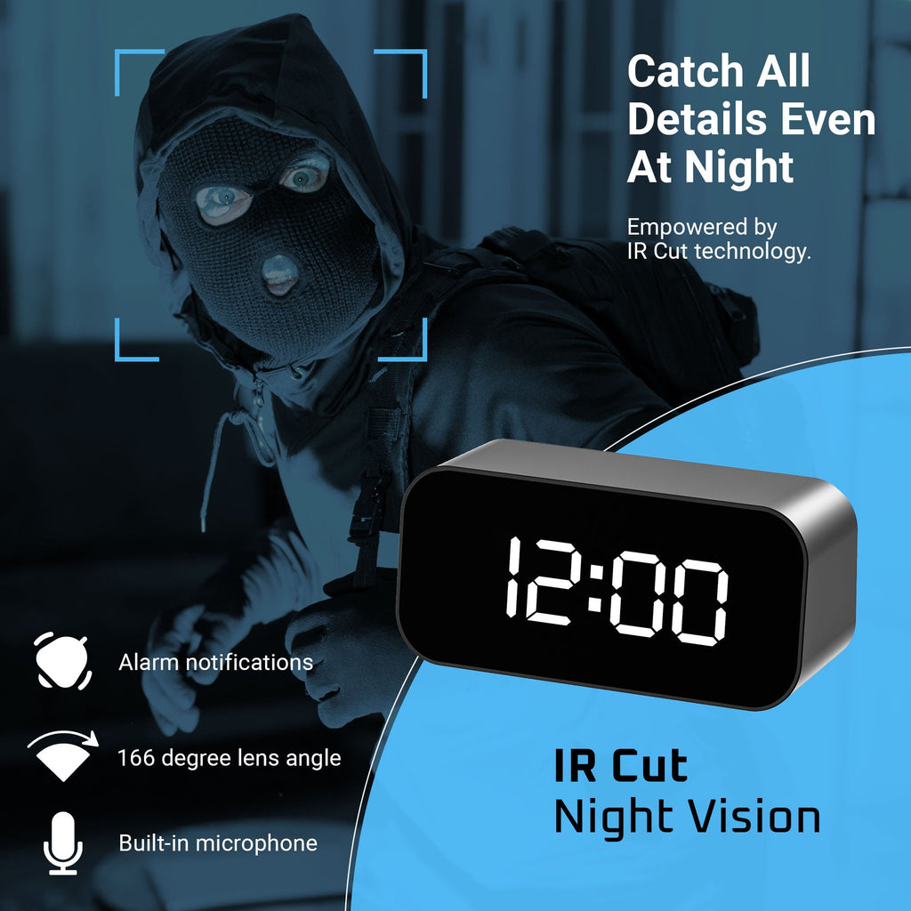 Hidden Camera Clock - 4K & 1080p Clock Secret Camera With IR CUT - Myhiddeneyes