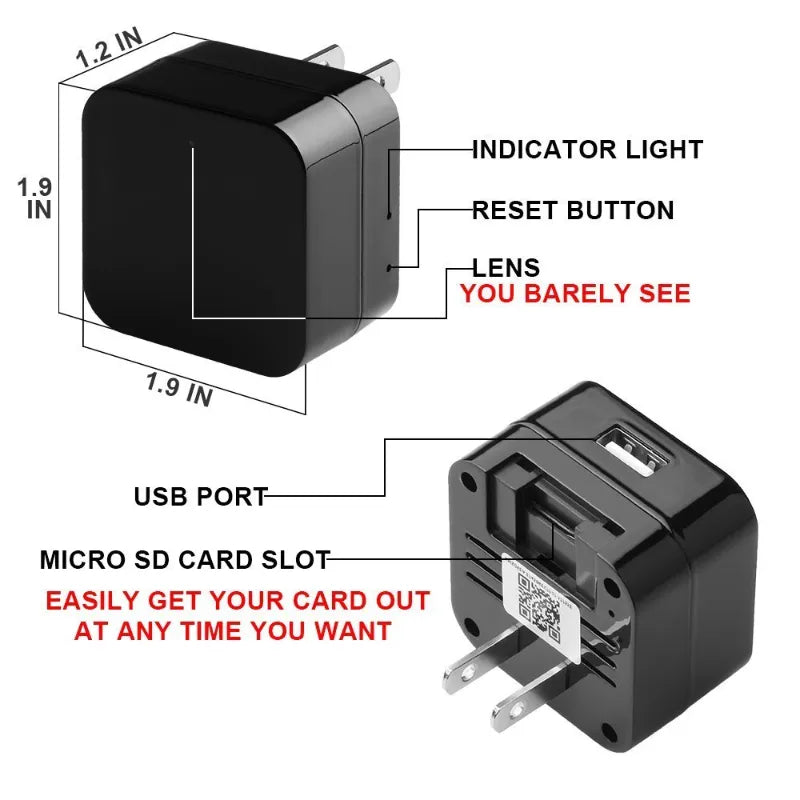 1080P Wifi Mini Camera Charger Power  Surveillance Wireless Vision Video Recorder - Myhiddeneyes