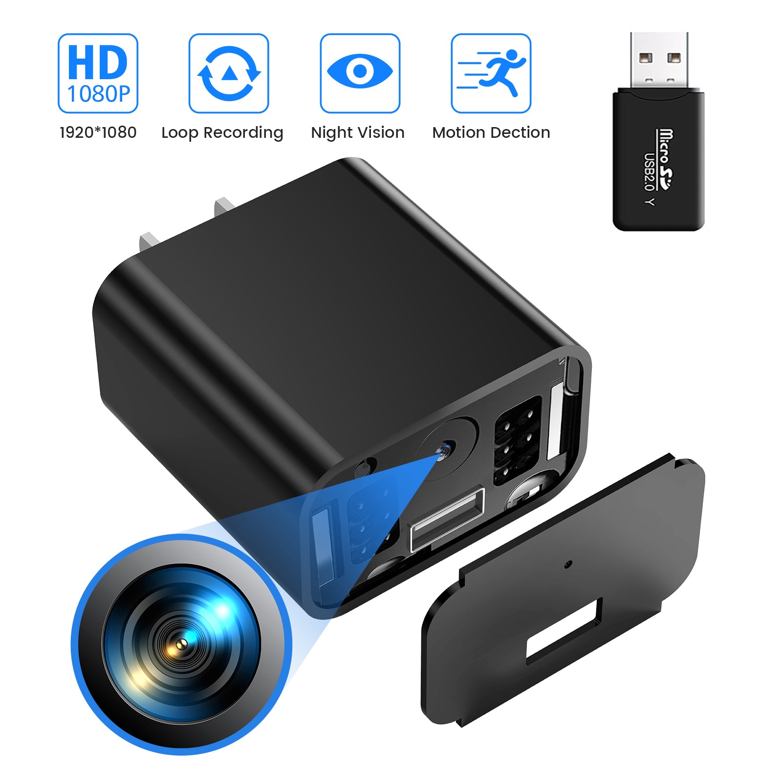 Chargeable Camera Full HD USB Charger Camera - Night Vision with 64GB TF Card – Lizvie